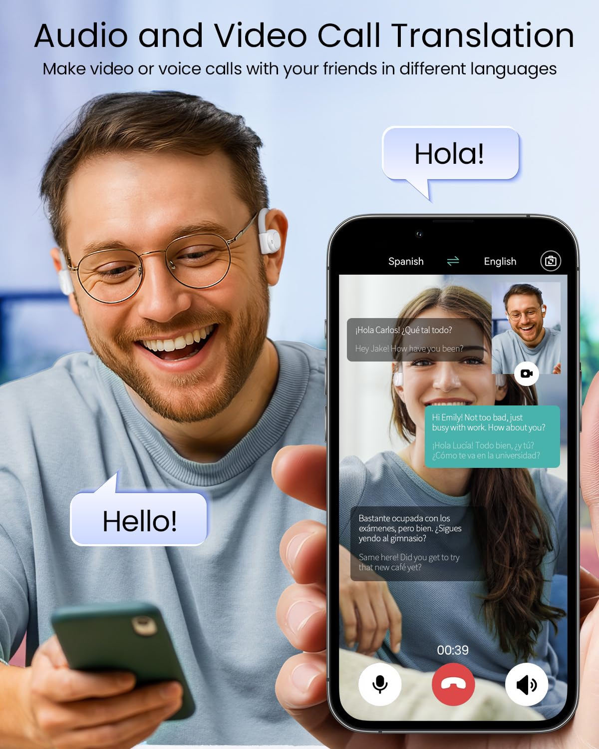 Ai Translation Earbuds Real Time 164 Languages 80H Playtime Translator Ear Buds Audifonos Traductores Ingl  S Espaol Wireless Ea