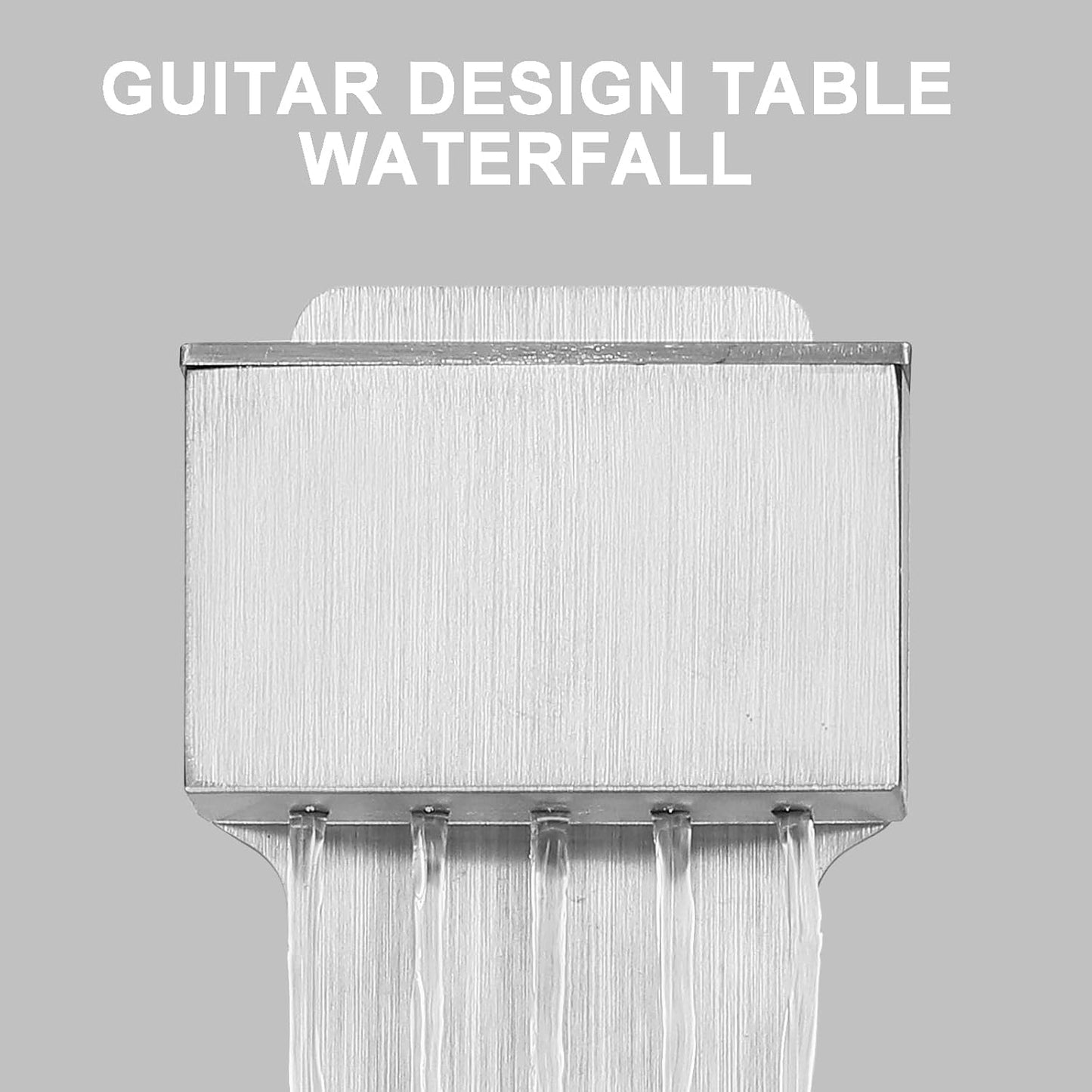Indoor Tabletop Fountain with 3-Color LED Lights, 304 Stainless Steel Guitar-Shaped Desktop Meditation Waterfall for Home & Office Décor, Relaxing Water Feature Air-Purifying Gift