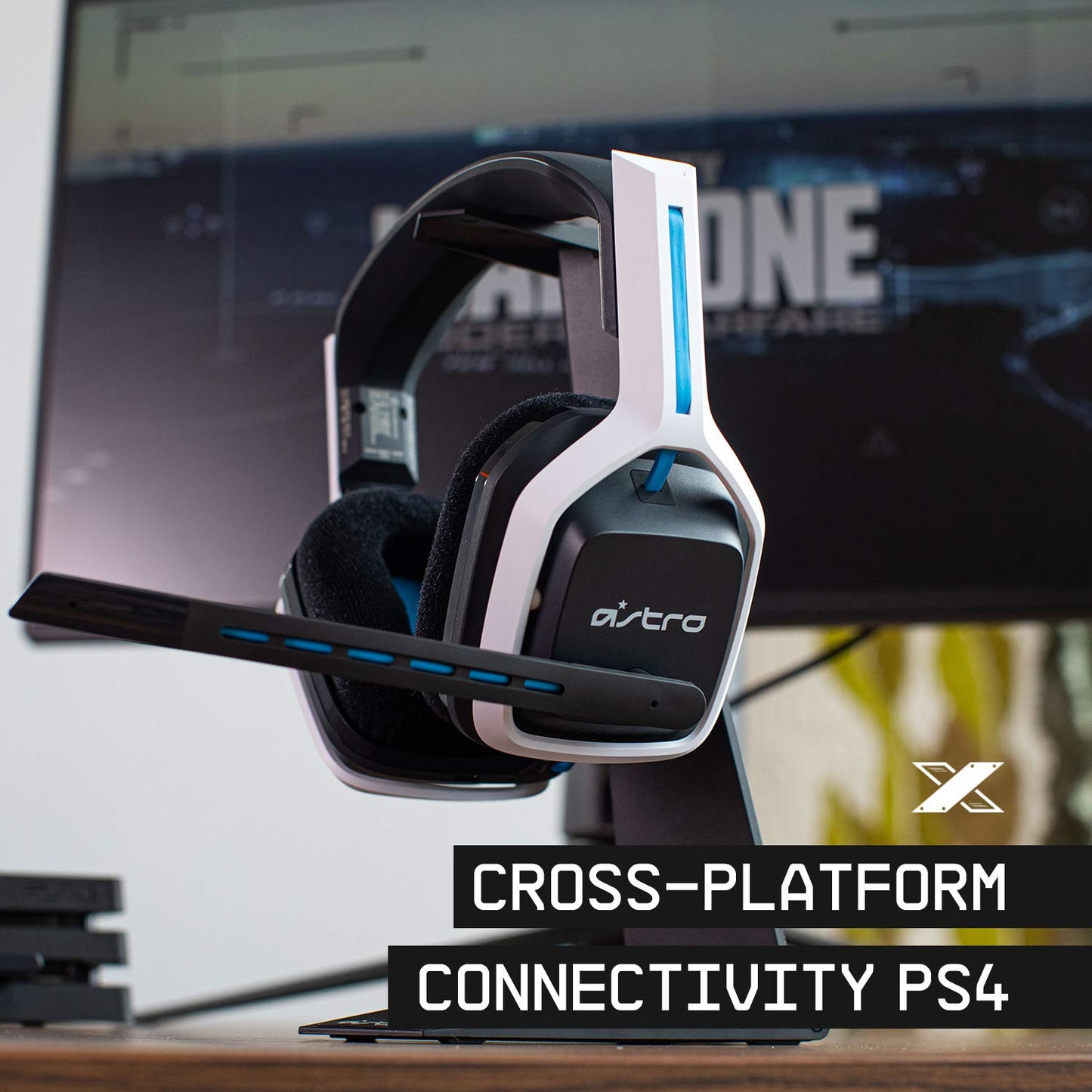 ASTRO Gaming A20 Wireless Headset Gen 2 for PlayStation 5/4, PC & Mac - White/Blue, Wireless Gaming Headset with Microphone