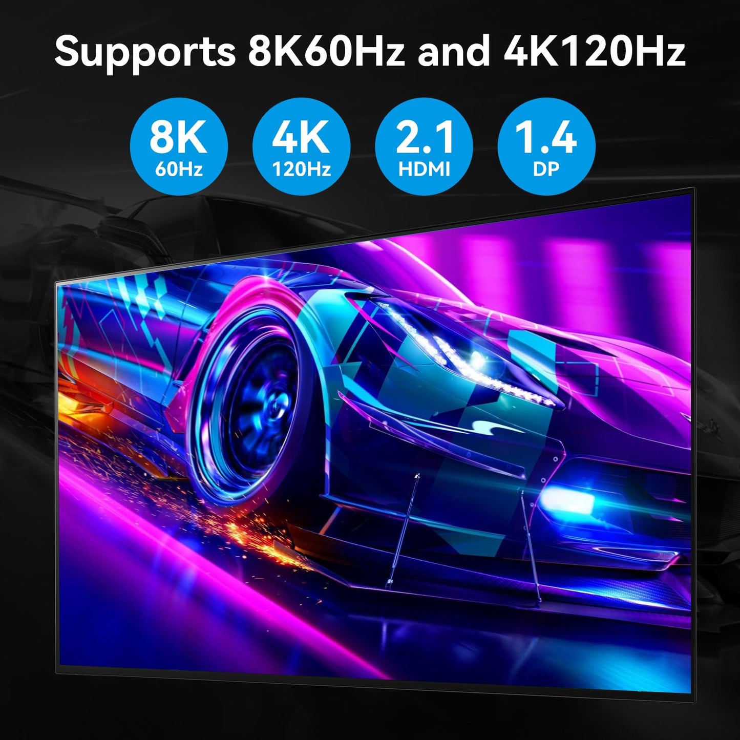 ATLAHET 8K HDMI 2 Displayport KVM Switch 3 Monitors 2 Computers DP 1.4 8K 60Hz 4K 120Hz Display Port for Two PC Share Triple Monitor and 4 USB 3.0 Peripherals Support Extended and Duplicate Mode