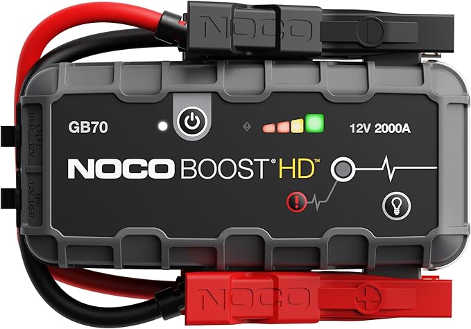 NOCO Boost GB70: 2000A UltraSafe Jump Starter – 12V Lithium Battery Booster Pack, Portable Jump Box, Power Bank & Jumper C...