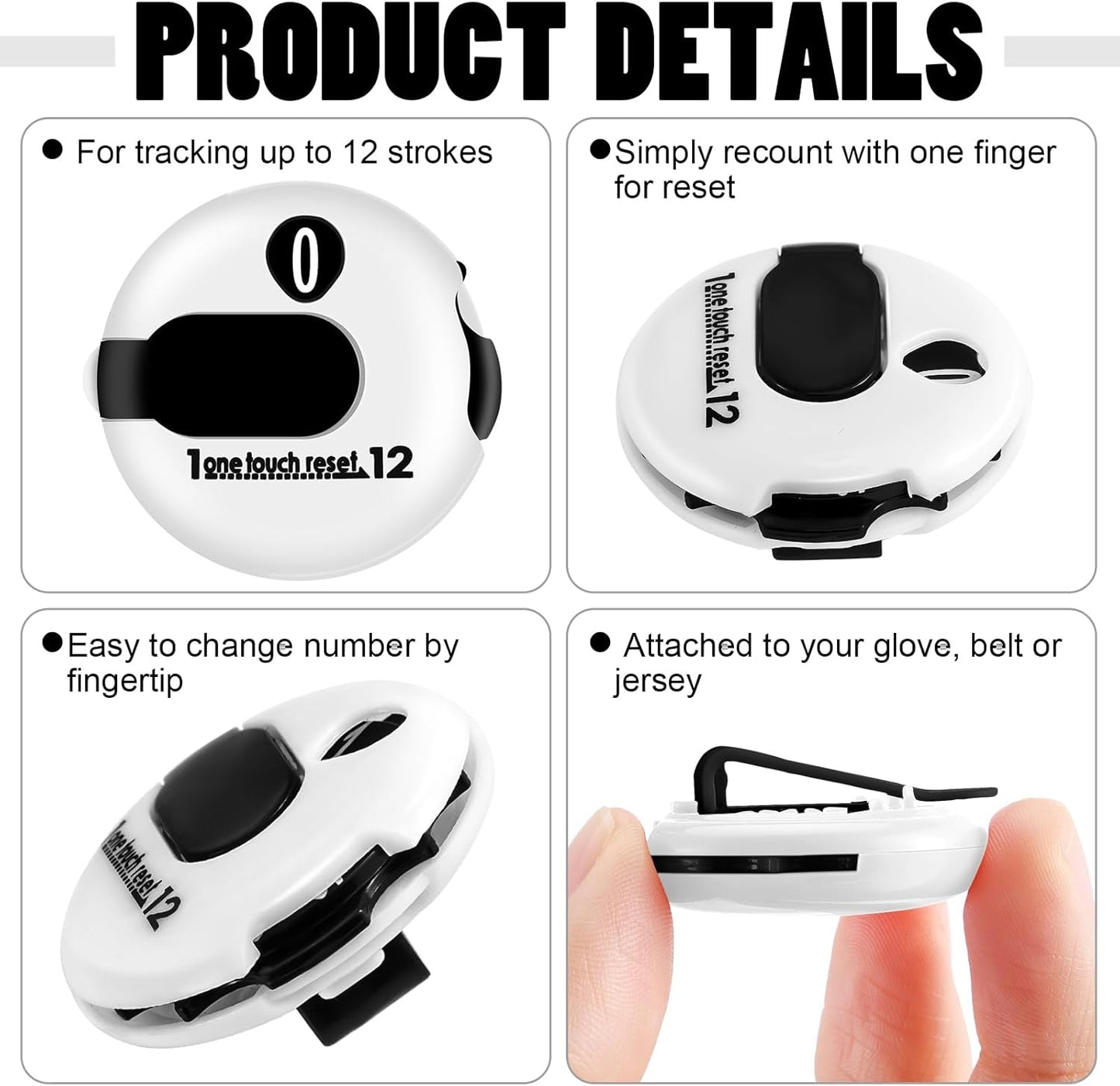 Weewooday 2 Pieces Golf Score Counter Golf Stroke Counter Golf Counter Clicker with One Touch Reset for Golf Game Scorekeeper Outdoor Activities Sport (Black, White)