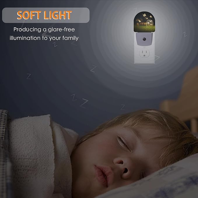 Night Fantasy Butterfly Night Light,Night Lights Plug into Wall with Dusk to Dawn Sensor,Lamp for Bedroom Bathroom Hallway Nightlight for Women Girls