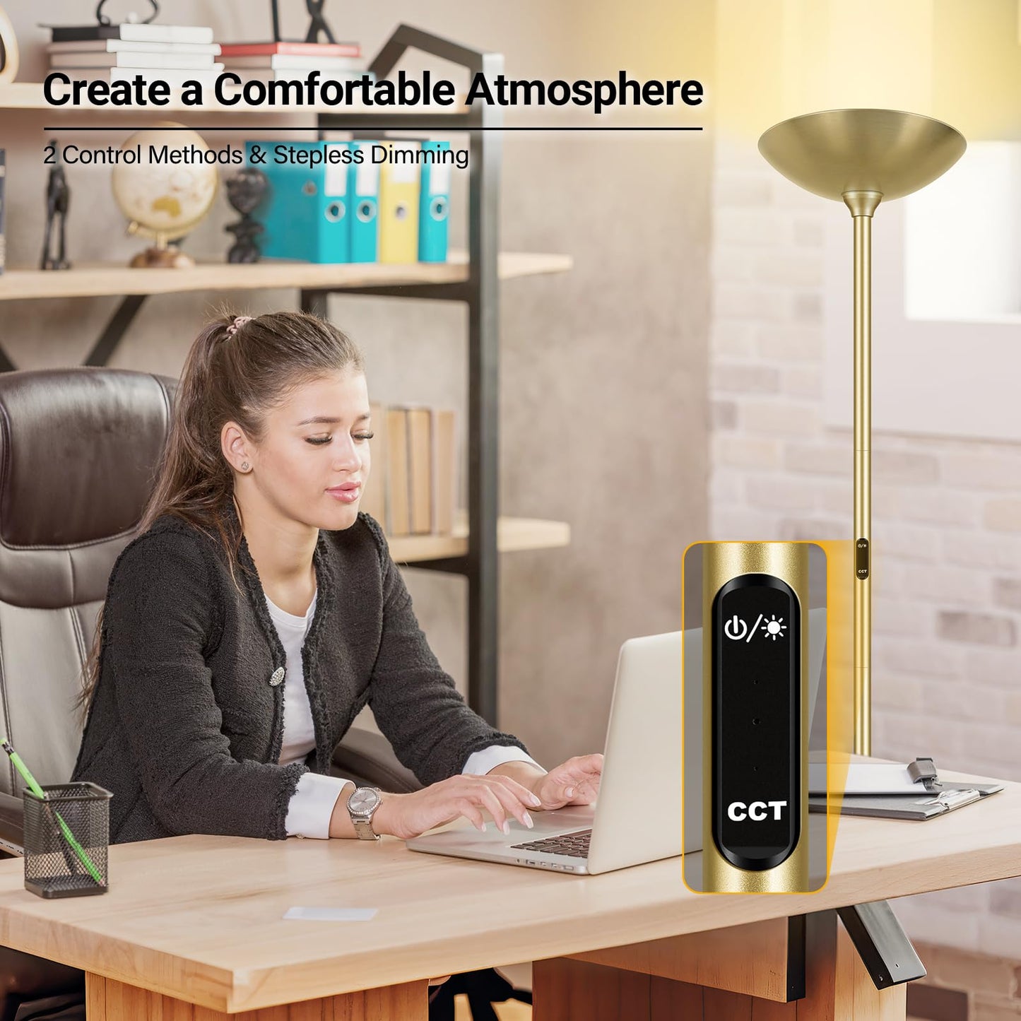 Boostarea Dimmable Floor Lamp 30W 3000Lm Super Bright Led Torchiere Standing Lamp With Remote & Touch Control 71 In Tall Pole Sky Modern Floor Lamps For Living Room Bedroom Office 2700K-6500K Gold