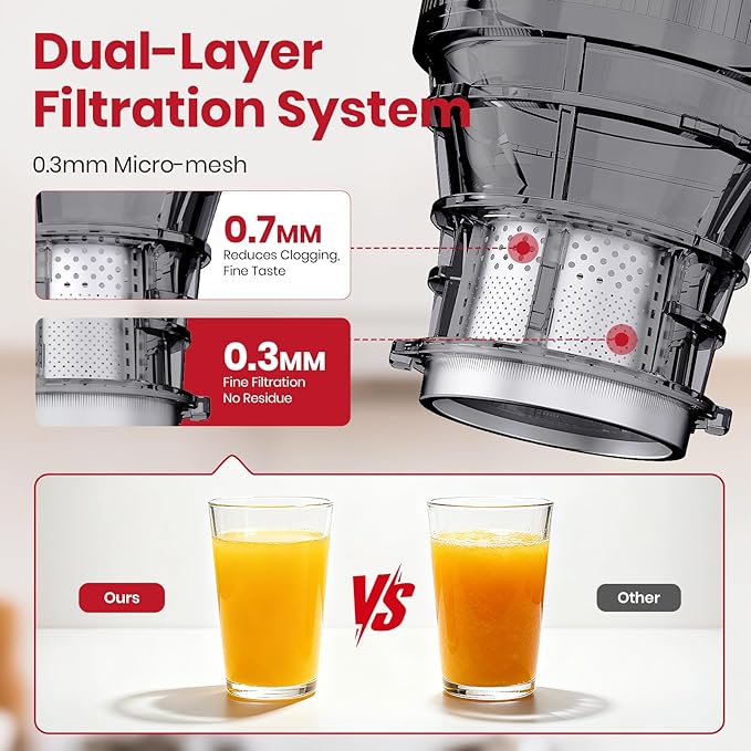 ZeroPrep Cold Press Juicer Machine, 5.9" Wide Feed Chute Juice Extractor, 80 oz Large Hopper, Easy to Clean & High Juice Yield, BPA Free, Slow Masticating Juicer for Whole Fruits & Vegetables