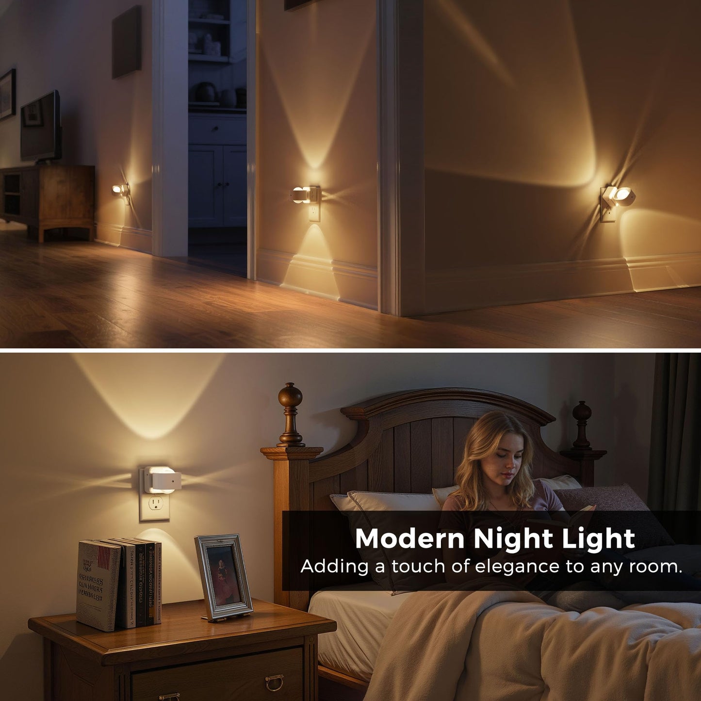 L Lohas Led Night Lights Plug Into Wall  Night Light Projector  Dusk To Dawn Sensor  Rotating White Nightlight For Kids  Soft White Ambient Lighting For Bathroom  Gaming Room  Gifts 1 Pack