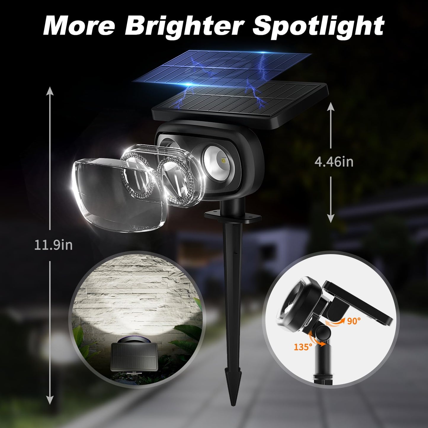 Mofoyeah Solar Spot Lights Outdoor Waterproof Ip68  Super Bright Led Landscape Lighting With 9 Colors 3 Brightness Fixable Colors For Yard Pathway Garden House Lawn