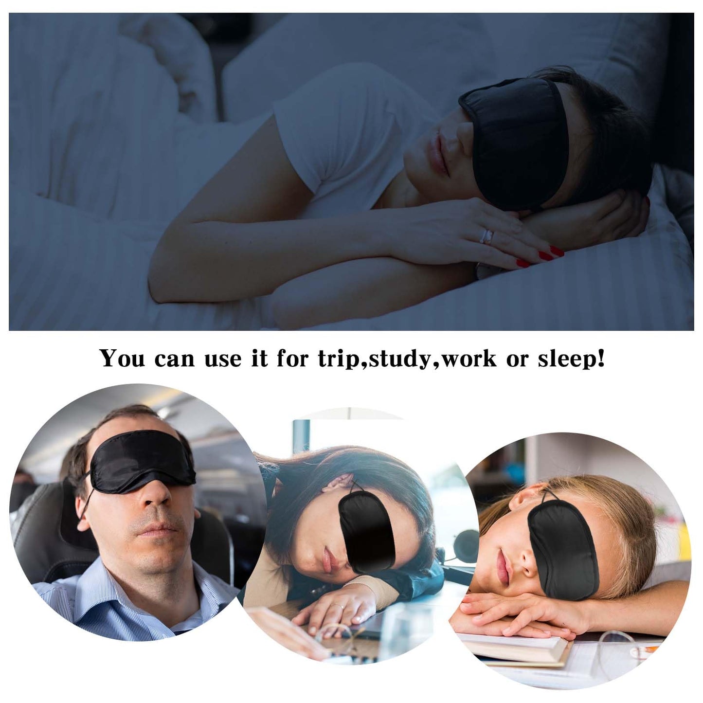 COMNICO 6pcs Blindfold Eye Mask Shade Cover Eye Mask Sleep Masks Sleeping Mask Party Supply with Adjustable Strap for Men and Women (Black)