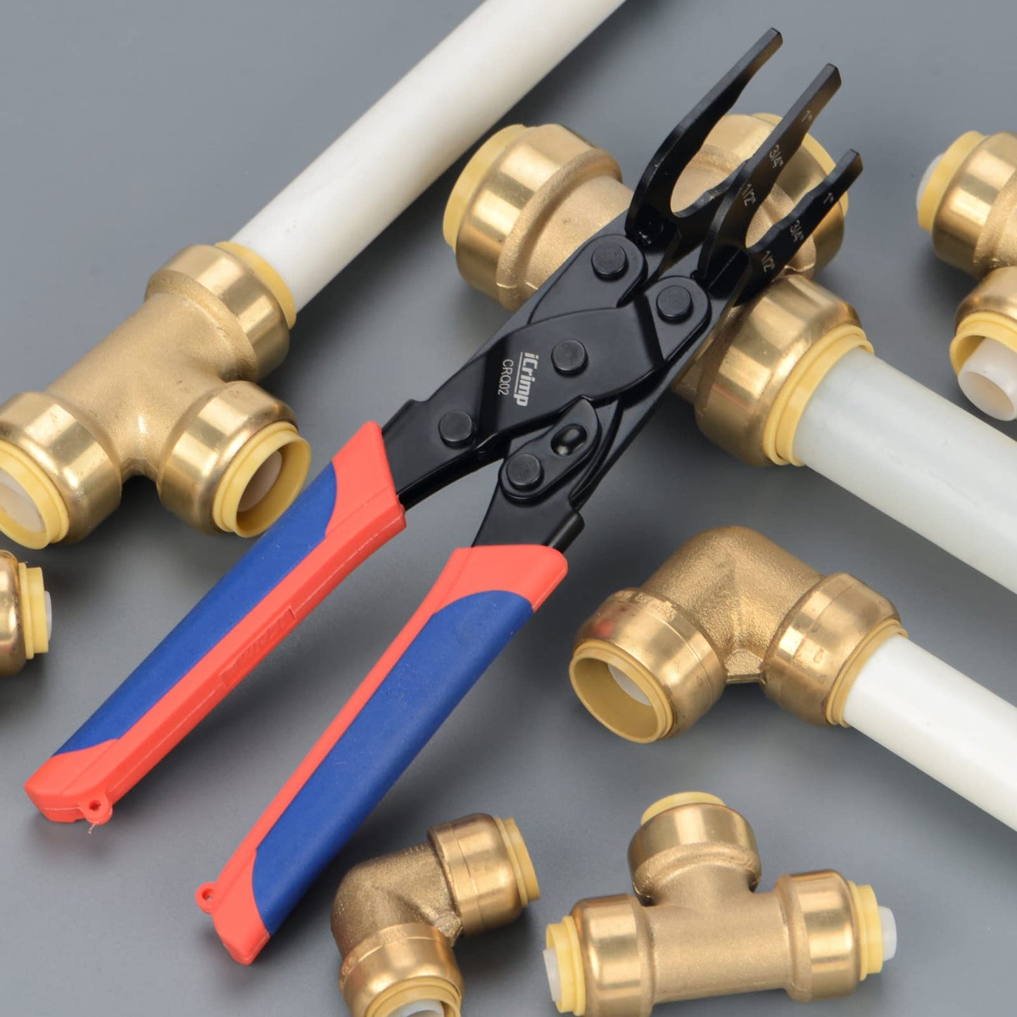 iCrimp Push-to-Connect,Push-fit Disconnect Clamp Tool for Brass-Push Fittings Removing,Multi-size Combination 1/2",3/4",1"-CRQ02