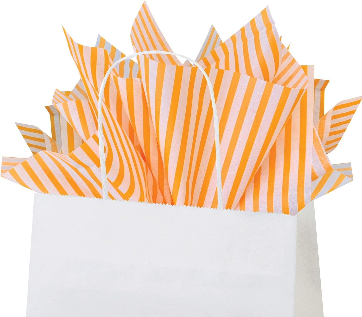 Flexicore Packaging Tangerine Orange Pin Stripe Print Gift Wrap Tissue Paper Size: 15 Inch X 20 Inch | Count: 50 Sheets | Color: Tangerine Pin Stripe