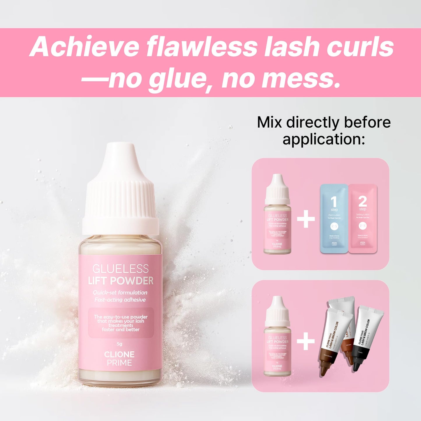 Korean Lash Lift Powder - No Glue Needed Vegan & Cruelty Free, Fast & Easy Lash Lifting System for Professionals, Salon-Quality