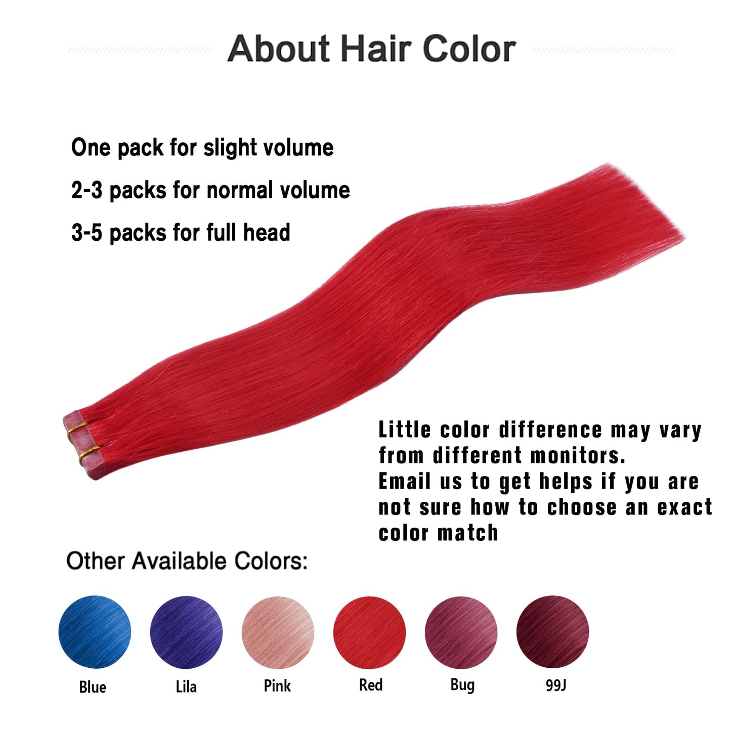 Red Tape in Hair Extensions Human Hair100% Remy Human Hair Extensions Silky Straight for Women 20 Pcs/Package 22 Inch 60G
