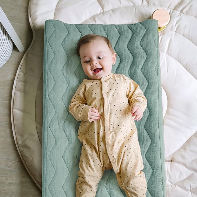 lulumoon Muslin Changing Pad Cover: Baby Cotton Quilted Changing Table Cover - Soft Changing Pad Sheets for Boys Girls