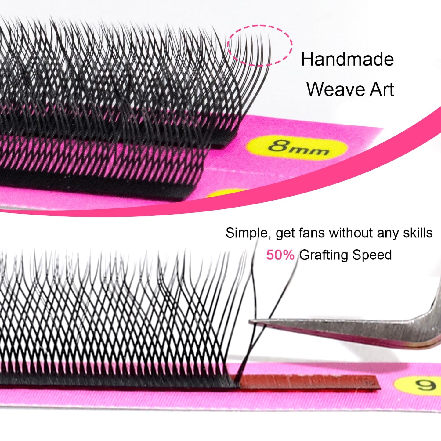 TDANCE YY Lash Extensions D Curl 0.07mm Thickness Volume Extension 4D Fans 12mm YY Lashes Long Lasting Easy Application Lashes P