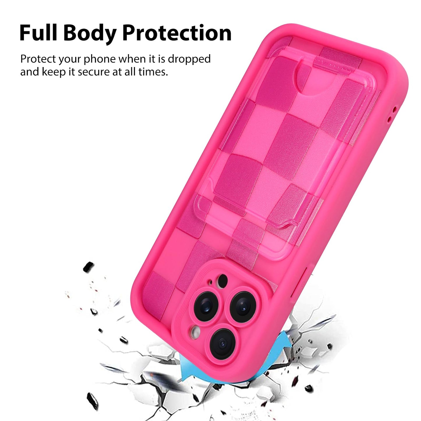 Kanghar Compatible With Iphone 14 Pro Max Case, Wallet Silicone Checkered Cute Pattern, Card Holder Camera Protection Soft Slim