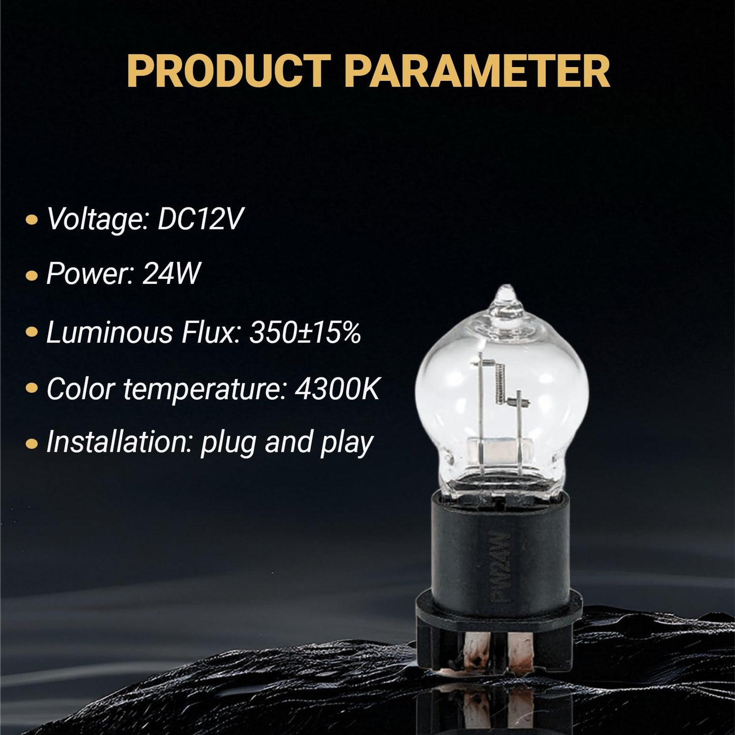 Yytqp 2 Pcs Pw24W Car Fog Light Bulb  12V Daytime Running Lamps  Turn Signal Bulb  Brake Lamp  Reversing Light  Automotive Clear Glass Bulbs Lighting Accessory  Universal For Most Cars (White)
