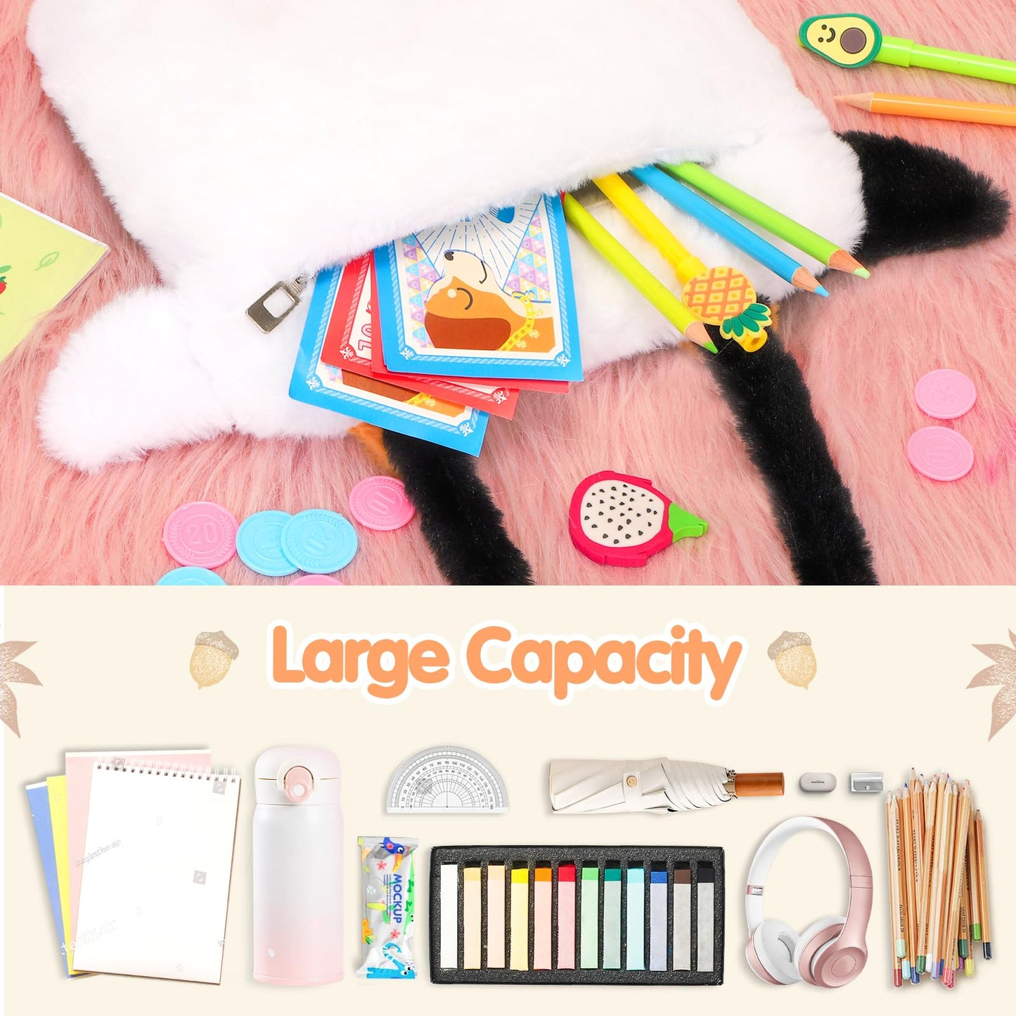 CatchCute Cow Plush Bag Crossbody Bag for Kids, Plush Handbag Tote Bag with Adjustable Strap,Soft Plush Cow Stuffed Purse with Zipper,Coin Pouch Accessories for Toddlers Kids