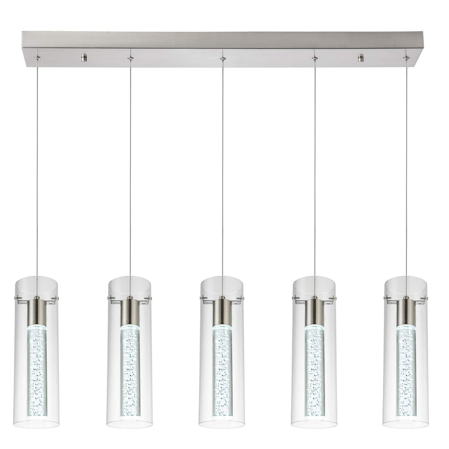 votag 5-Light LED Pendant Light Fixture Brushed Nickel Metal for Kitchen Island, Model PI-0172