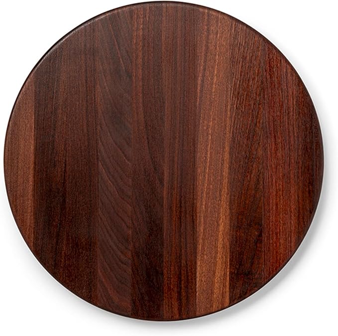 John Boos R-Board Series Round Wooden Walnut Cutting Board 18”x18” – 1.5” Thick, 9.5-lb Reversible Butcher Block with Edge-Grain – Made in the USA