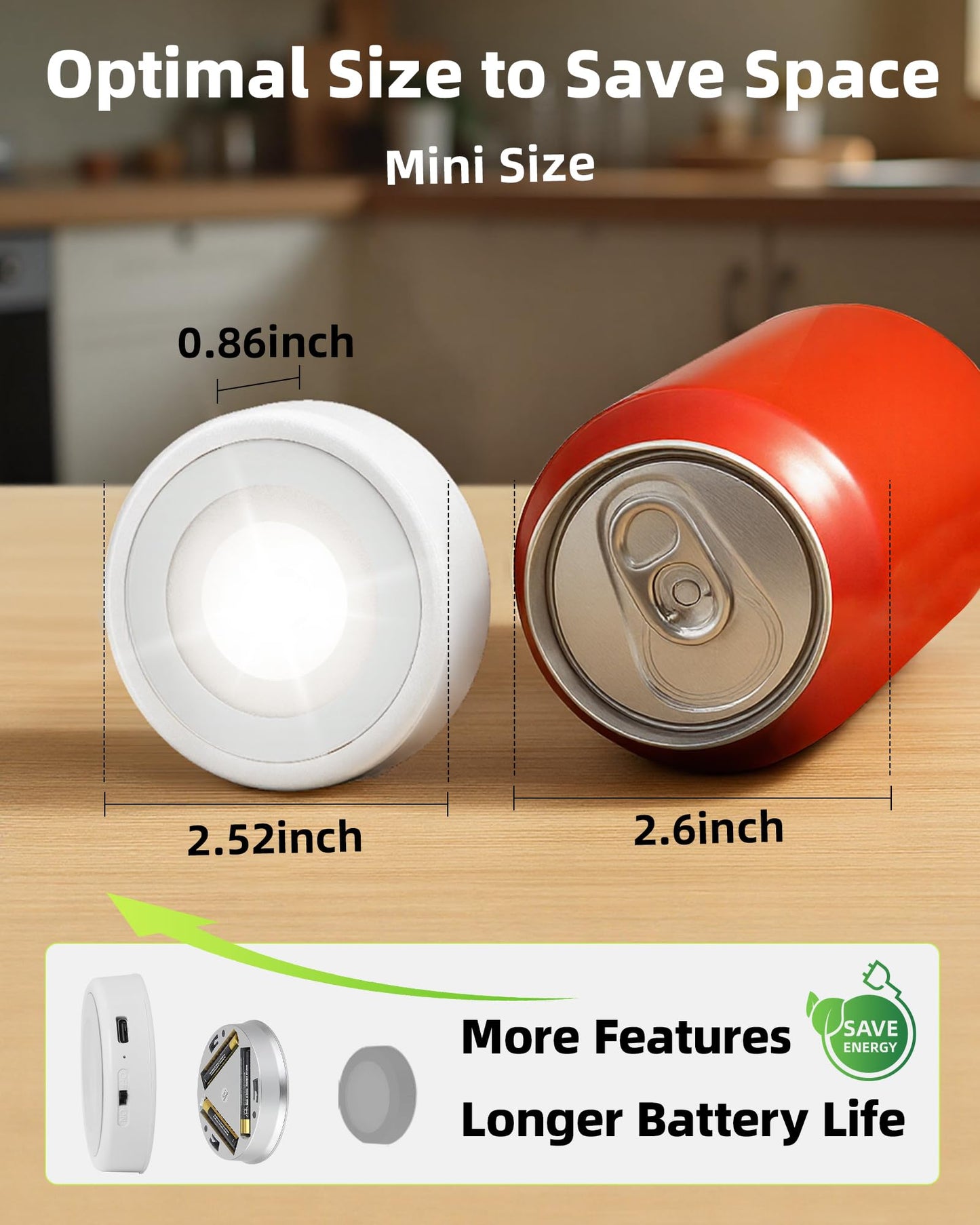 Ezvalo Led Puck Lights  6 Pack Rechargeable 3 Color & 16 Rgb Battery Touch Light  2.5   Mini Tap Lights  Wireless Closet Light  Under Cabinet Lighting  Sitck On Lights For Kitchen Pantry Shelves