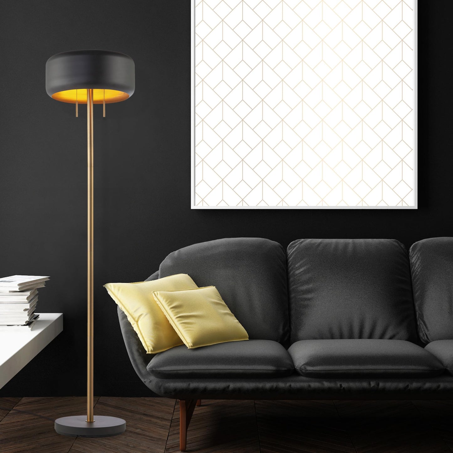 Globe Electric Floor Lamp, Metal Construction, Dark Gray, Model 67346, Stylish Design For Modern Spaces