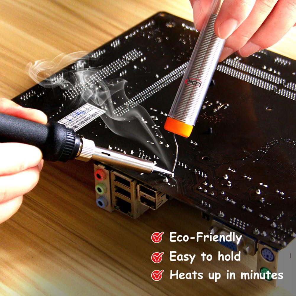 LDK Soldering Iron Kit Electric 60W 110V Adjustable Temperature Soldering Gun Welding Tools, 5pcs Replacement Tips and Solder Wire (Basic)