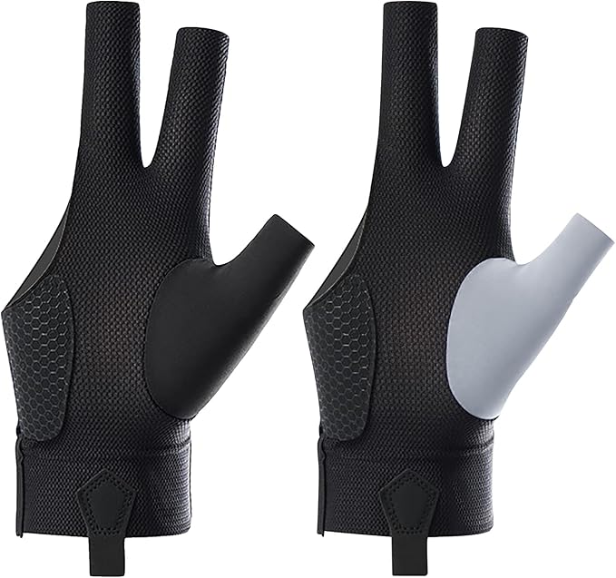 Holiberty 2 Pcs Professional Billiard Pool Gloves for Left Hand Men Women Mesh Nonslip Fingerless Training Shooting Sports...