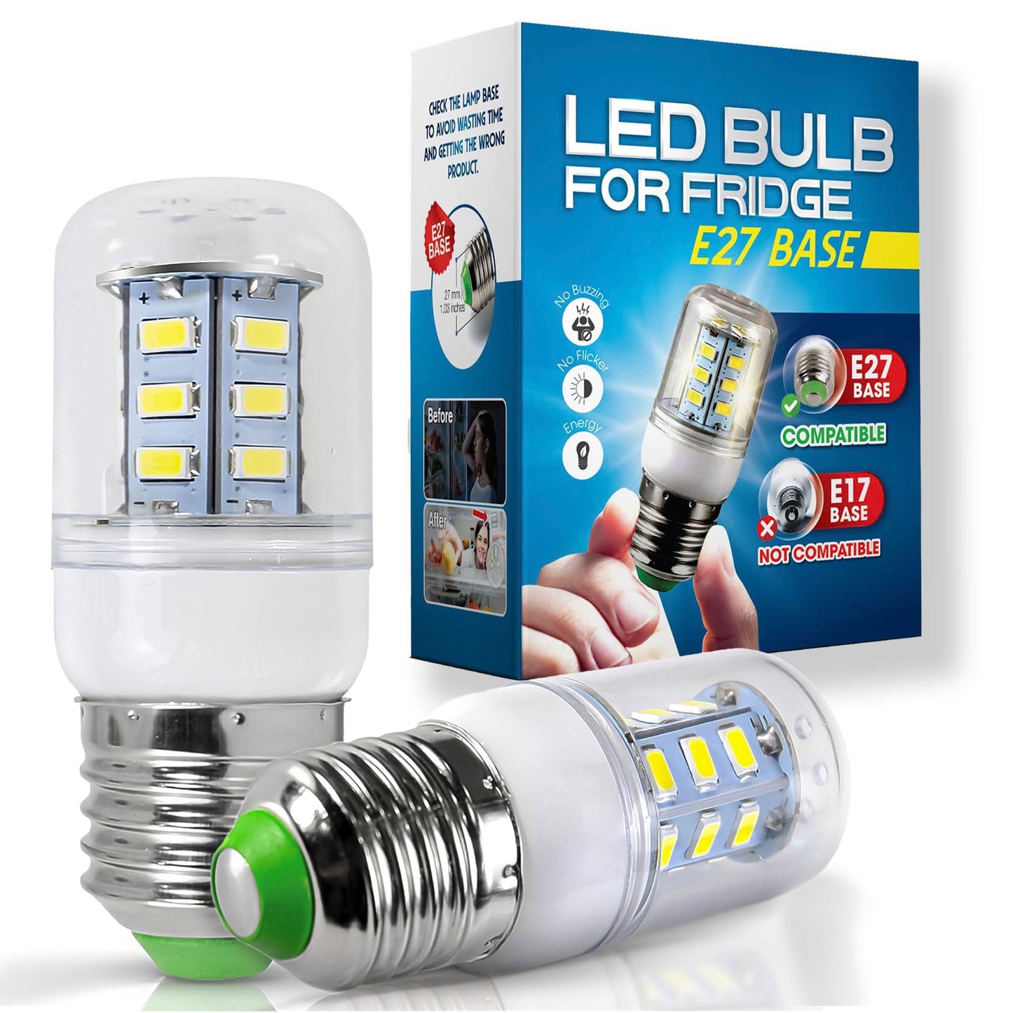 For Frigidaire Light Bulb Replacement Kei D34L Refrigerator Bulb Led Refrigerator Light Bulb Ac100-265V 3.5W Light Bulbs For Kenmore Kel 3418L Home Improvement E26 Base Not E17&E12 Base (2Pcs)