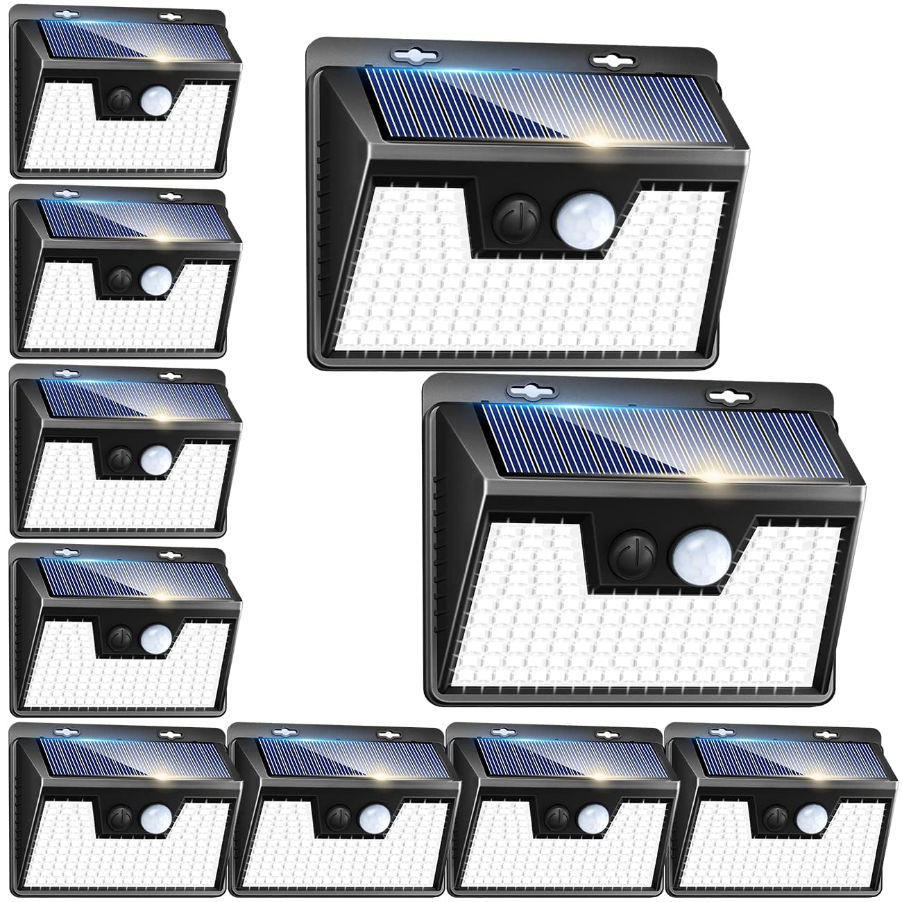 Peasur Solar Outdoor Lights, Motion Sensor, 140LED, 500LM, 10 Pack, Waterproof, Model WS18P-10, 6000K