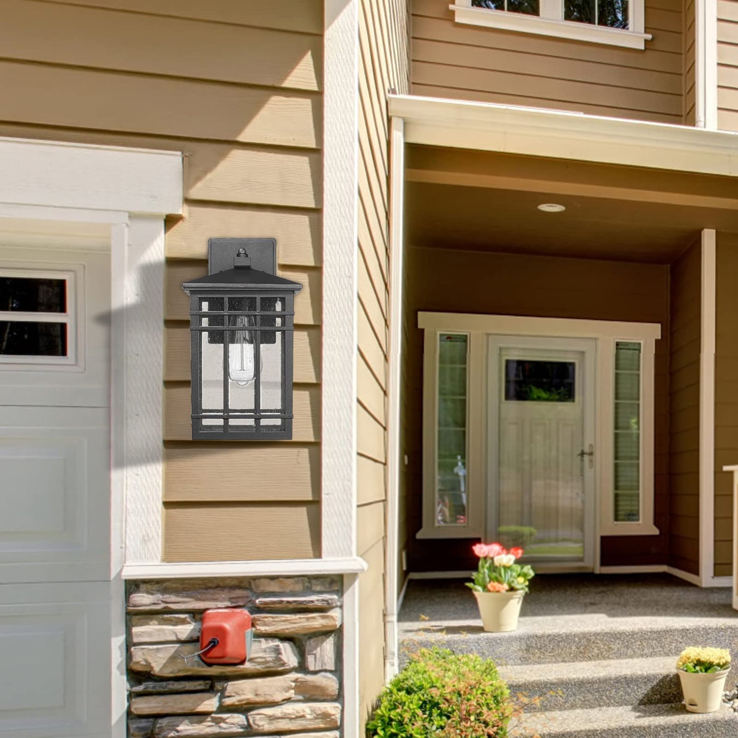 Rosient Dusk To Dawn Outdoor Wall Lantern Exterior Wall Mount Light  1-Light Outdoor Wall Lighting Fixture For Porch Garage  Patio  Hallway And Entryway (Black-Wall Light  1 Pack) Ddams-W18