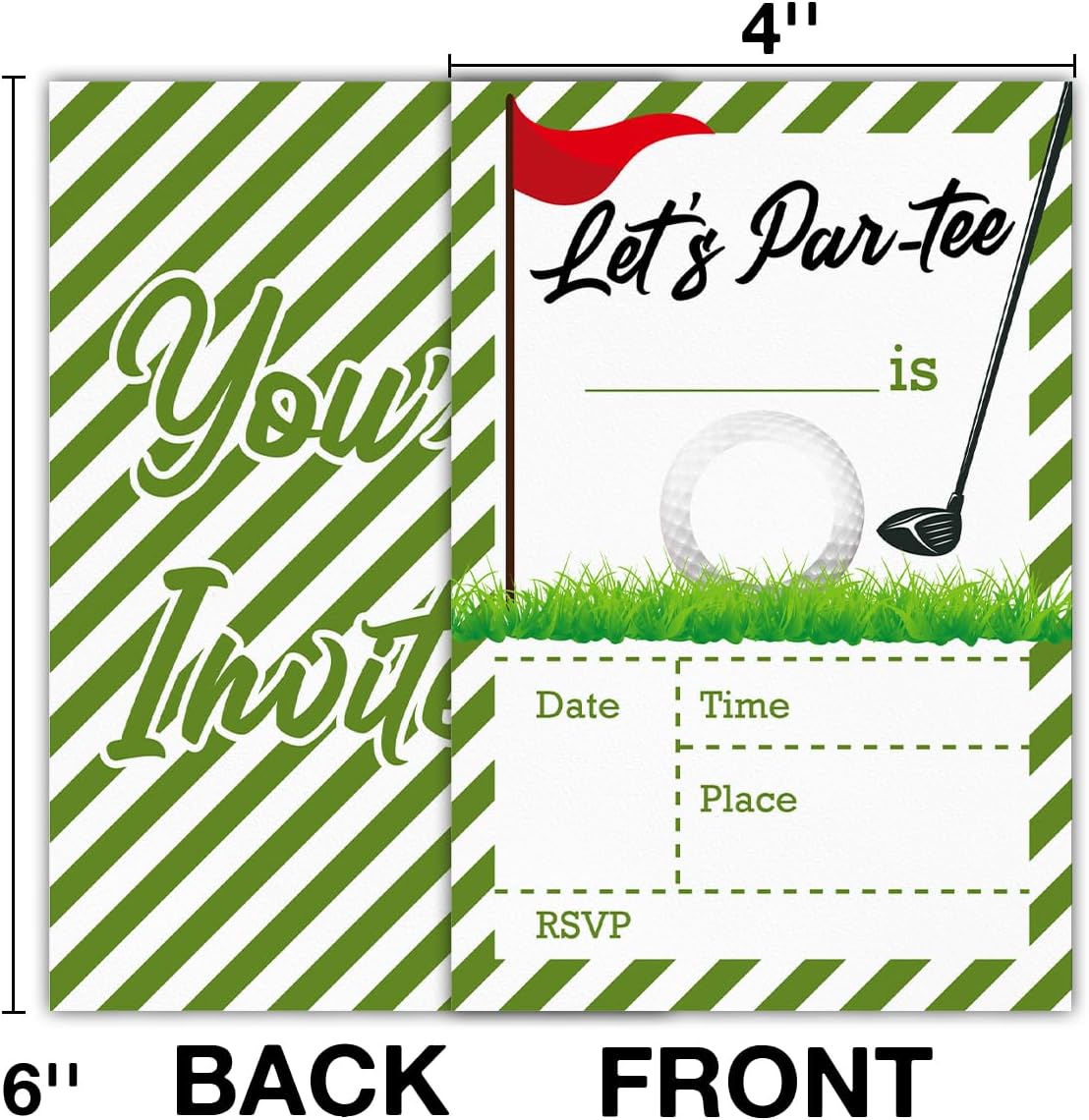 Golf Birthday Invitations With Envelopes (20 Count), Let's Par-tee Golf Birthday Party Fill in Invites Cards, Double Sided Design