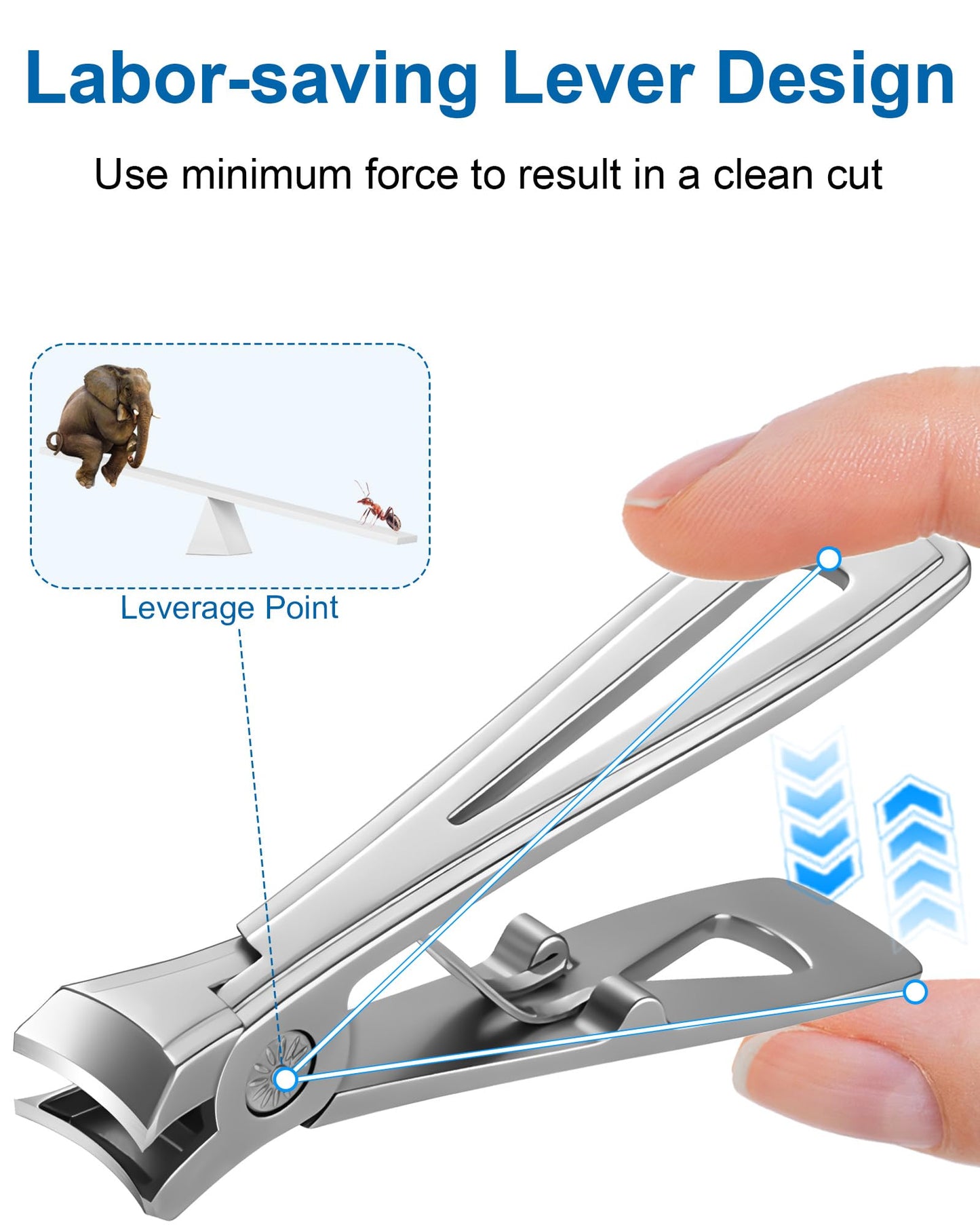 IDEEEPAN Nail Clippers for Thick Nails, Ultra Sharp, No Splash with Catcher, Wide Mouth Fingernail and Toenail Clippers for Seni