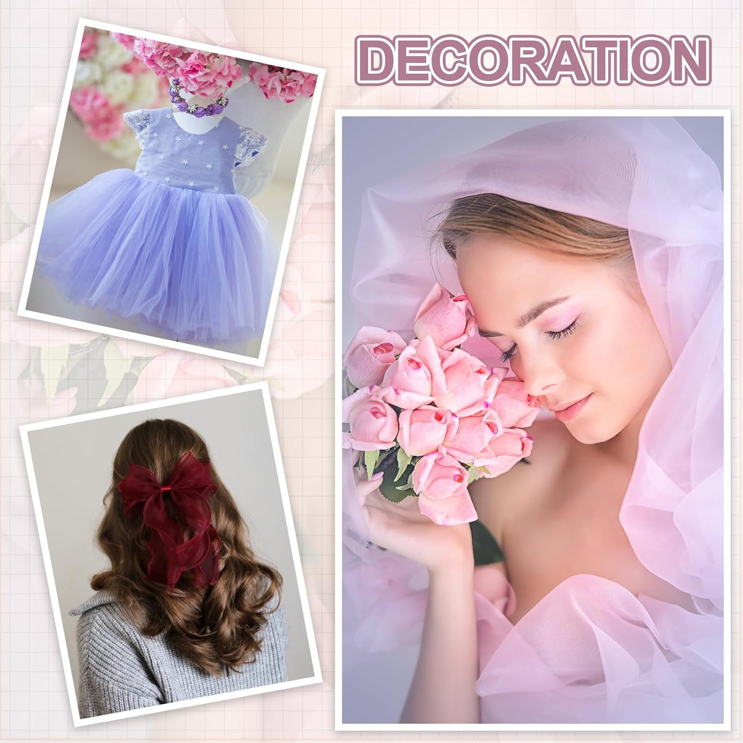MECCANIXITY Iridescent Sheer Organza Fabric, 10 Yards x 59 Inches Solid Holographic Shiny Fabric Organza Cloth for Wedding, Curtains, Costume, Photo Background, Dark Purple