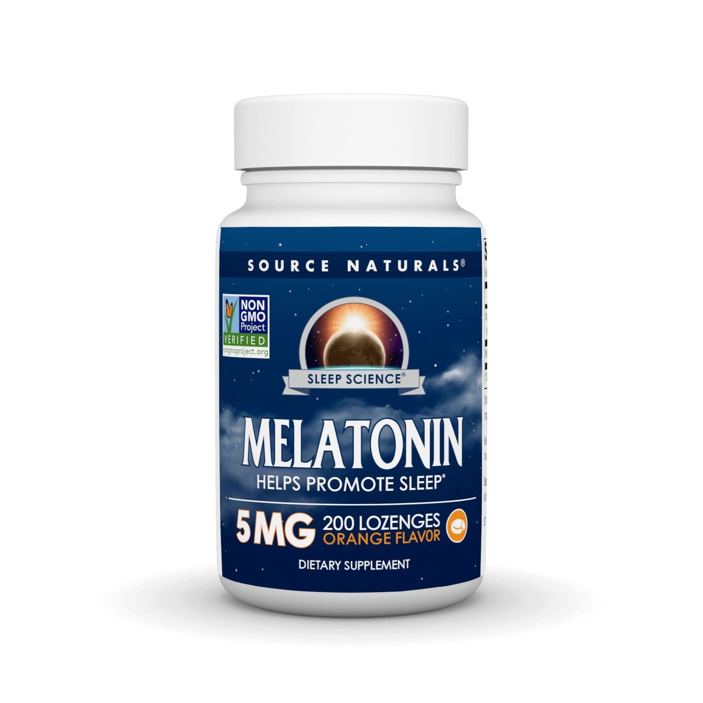 Source Naturals Melatonin, Dietary Supplement That Supports Sleep* 5 mg - 200 Orange Flavored Lozenges