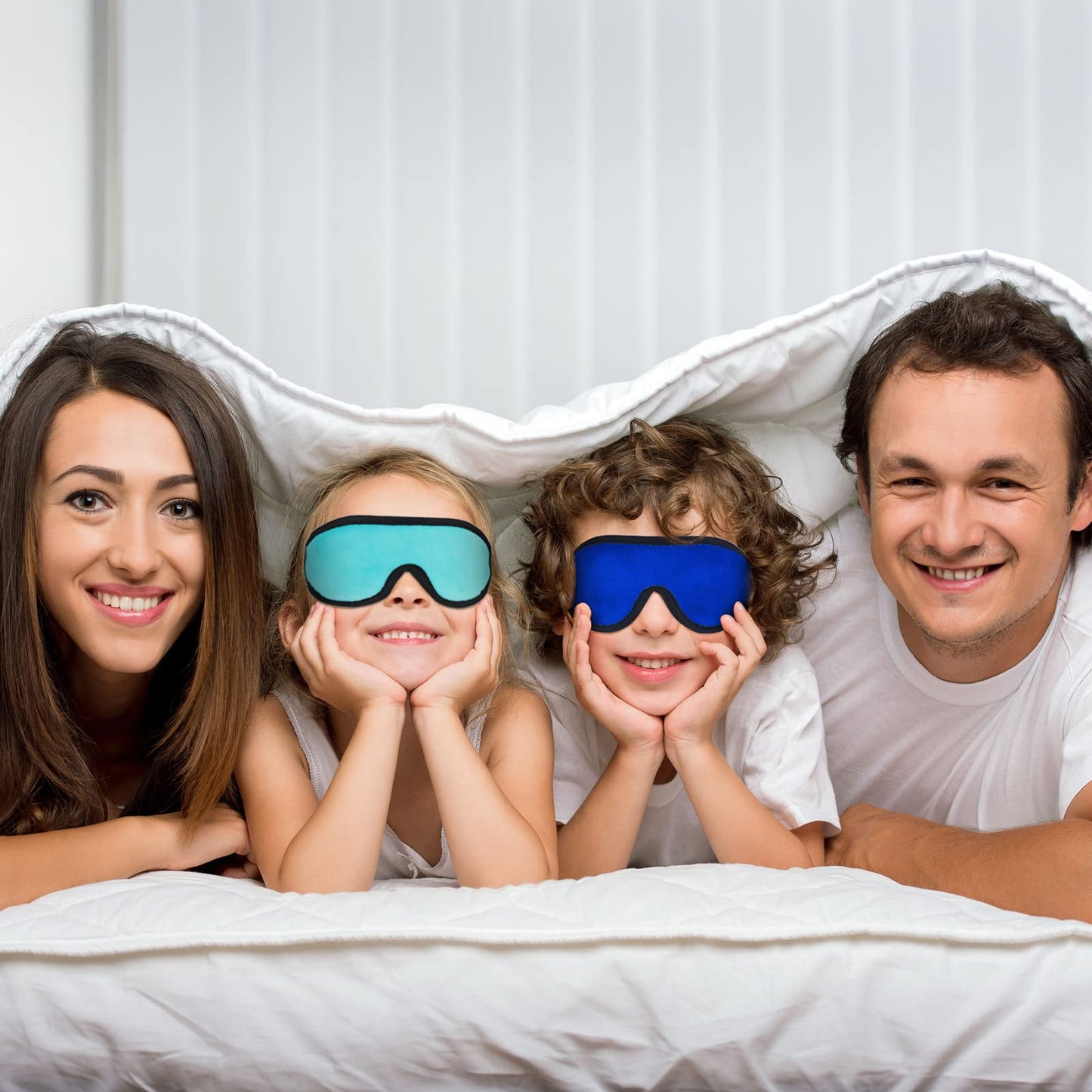 2 Pieces 3D Sleep Mask for Kids Memory Foam Contoured Eye Mask, Travel Sleep Eye Cover with Adjustable Strap, 3D Blindfolds(Blue and Green)