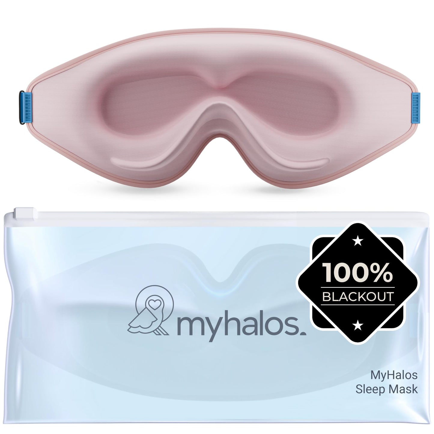 MyHalos® Sleep Mask – 3D Blackout Eye Mask for Women & Men, Side Sleepers, Zero Pressure Memory Foam Eyelash Friendly, Breathable,Award-Winning Sleep Aid for Travel (Peach Orange, 1 Count (Pack of 1))