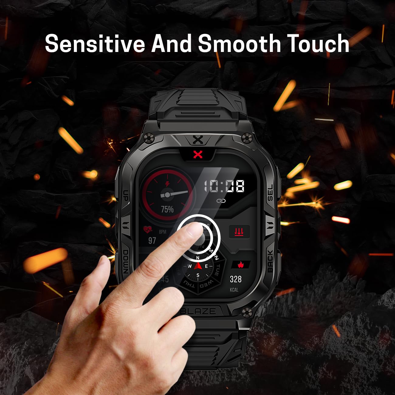 CARBINOX Tempered Glass Screen Protector Compatible Smartwatches - High Transparency, Anti Scratch, High Sensitivity, Bubble Free (2 Pack) Blaze S
