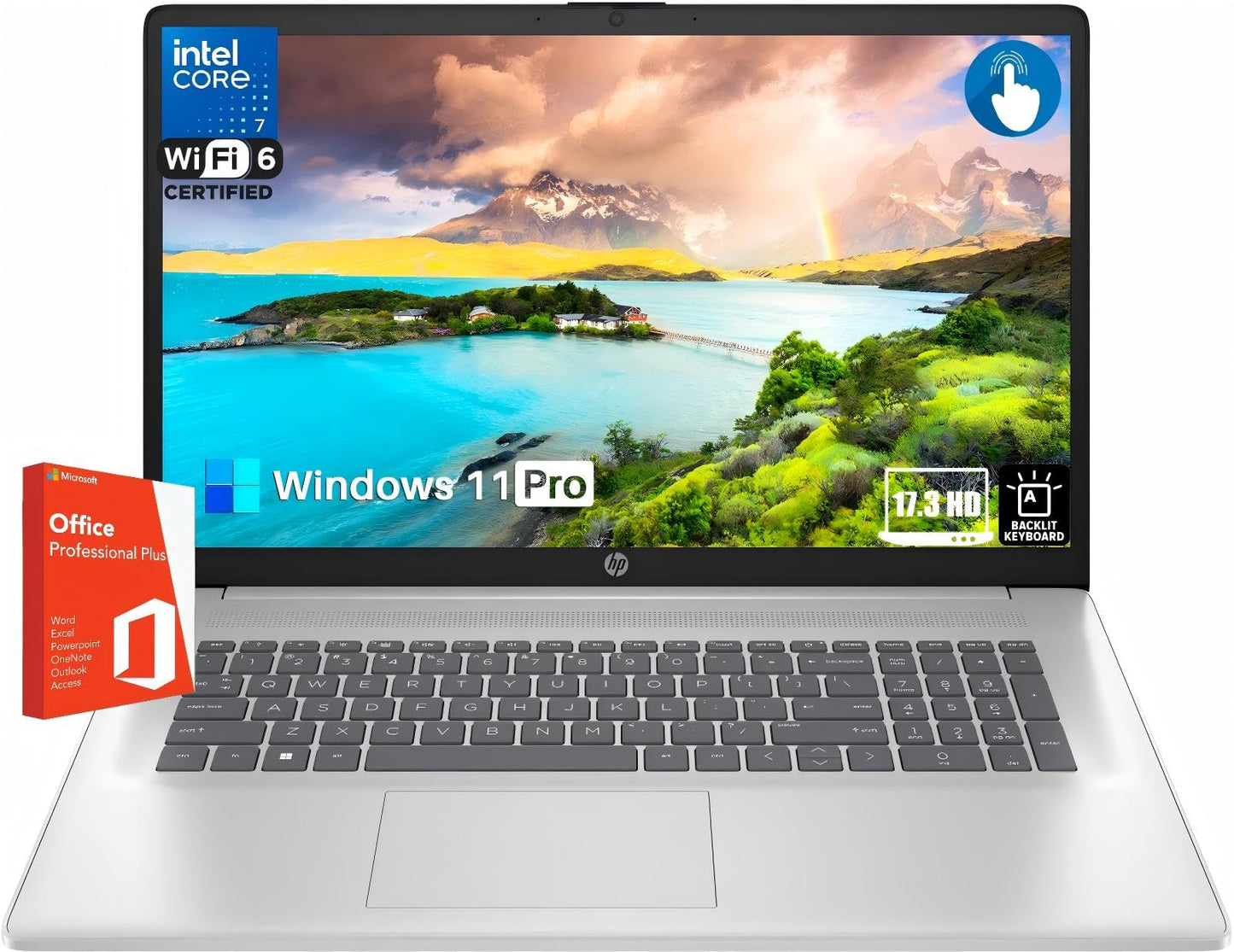 Hp 17 Touchscreen Laptop Computer, 17.3 Hd+ Display, 10-Core Intel 7-150U(Beats I7-1335U), 64 Gb Ram, 2 Tb Ssd, Intel Graphics,