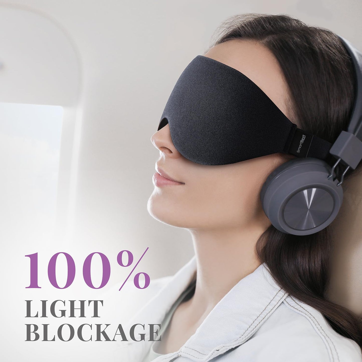 SmartRest Sleep Mask [2 Pack] - Eye Mask for Sleeping - Ultra Lightweight for Side Sleepers, Contoured, 100% Blackout Sleeping Masks for Women and Men, Blindfold and Eye Covers - S1 Black