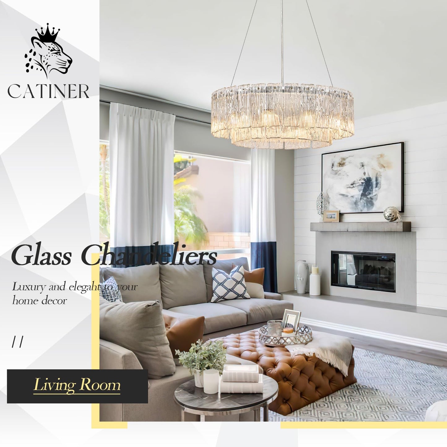 Modern 24  Chrome Chandeliers 10-Light Crystal Glass Round Chandelier stylish Drum Ceiling Pendant Light Fixtures 2 Tiers Hanging Lighting For Dining Room Foyer Living Room Bedroom
