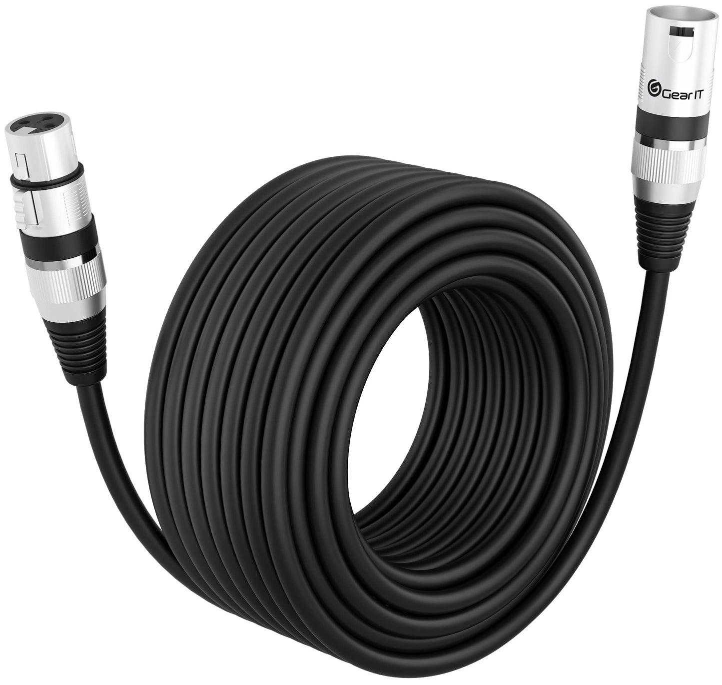 Gearit Xlr Male To Female Microphone Cable (50 Feet) 3-Pin Balanced Shielded Mixer, Recording Studio, Podcast - Black, 50Ft