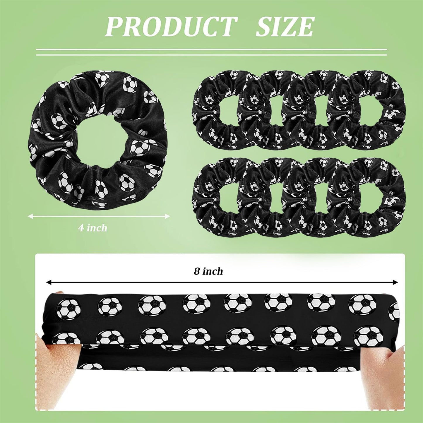 Poen 8 Pieces Soccer Hair Scrunchies Football Hair Ties Elastic Bands Girl Gifts Ponytail Holders Sport Accessories for Girls Wo