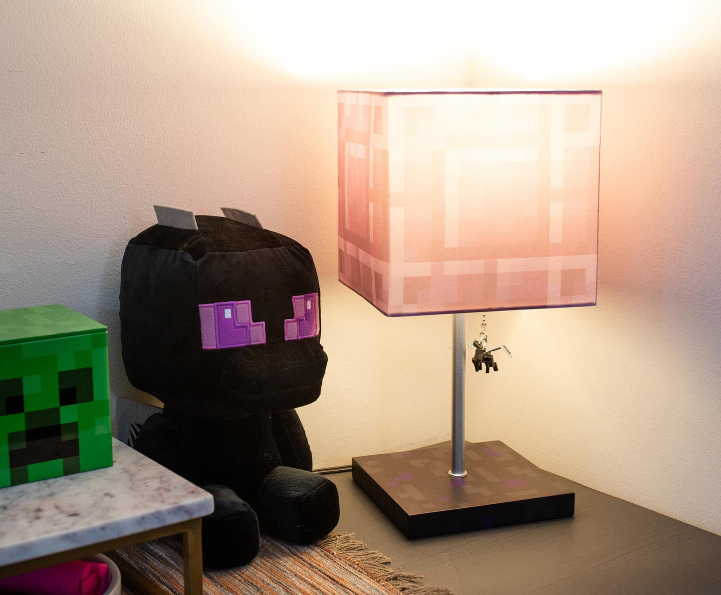 Minecraft Nether Portal Desk Lamp with LED Mood Light, Purple, Nightstand Table Lamp for Kids Room and Gaming Decor