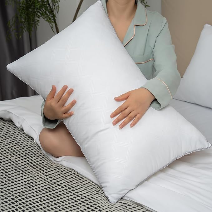 Pillows for Sleeping 2 Pack Bed Pillow Set of 2 for Side Back and Stomach Sleepers Down Alternative Filling Luxury Soft (White, Standard(2 Pack))