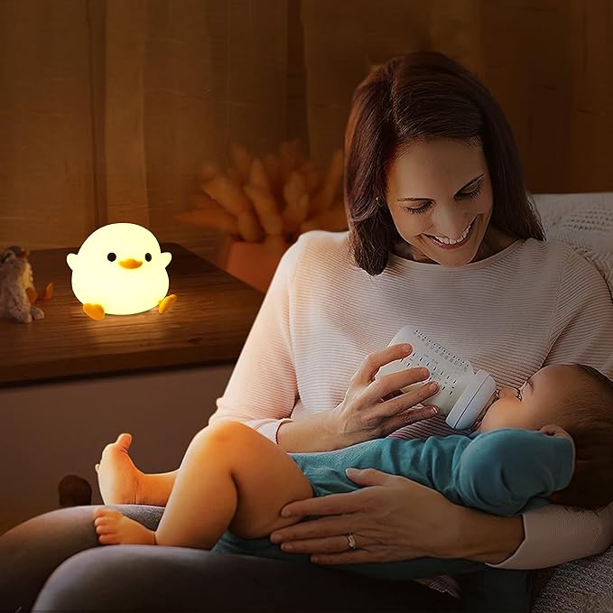 Ammonite DoDo Duck Night Light, Cute Soft Silicone Duck Lamp for Kids, Rechargeable LED Dimmable Bedside Lamp with 20 Minute Timer, Gifts for Boys Girls Women