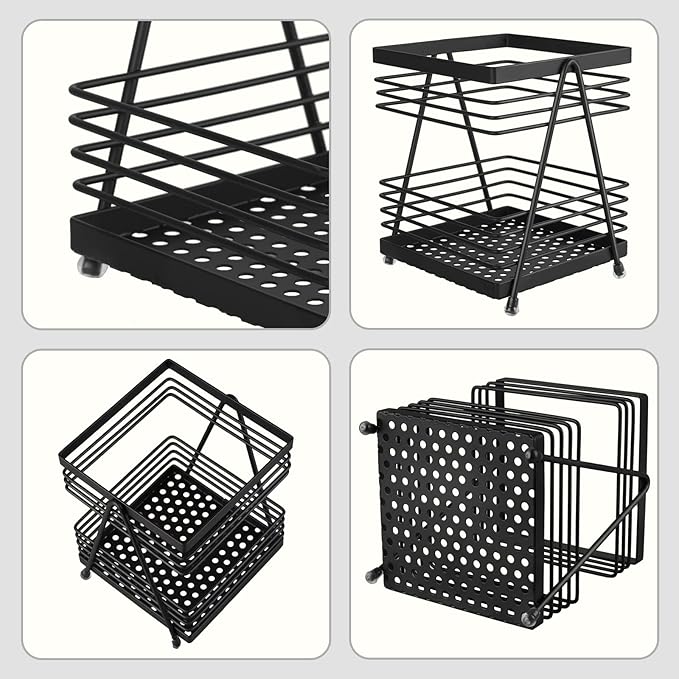 RedCall Utensil Holder for Kitchen Counter,Rectangular Matte Black Spoon Spatula Holder,Metal Steel Wire Cooking Utensil Crock Caddy Organizers,Elegant kitchen utensil holder for countertop (1 Pack)