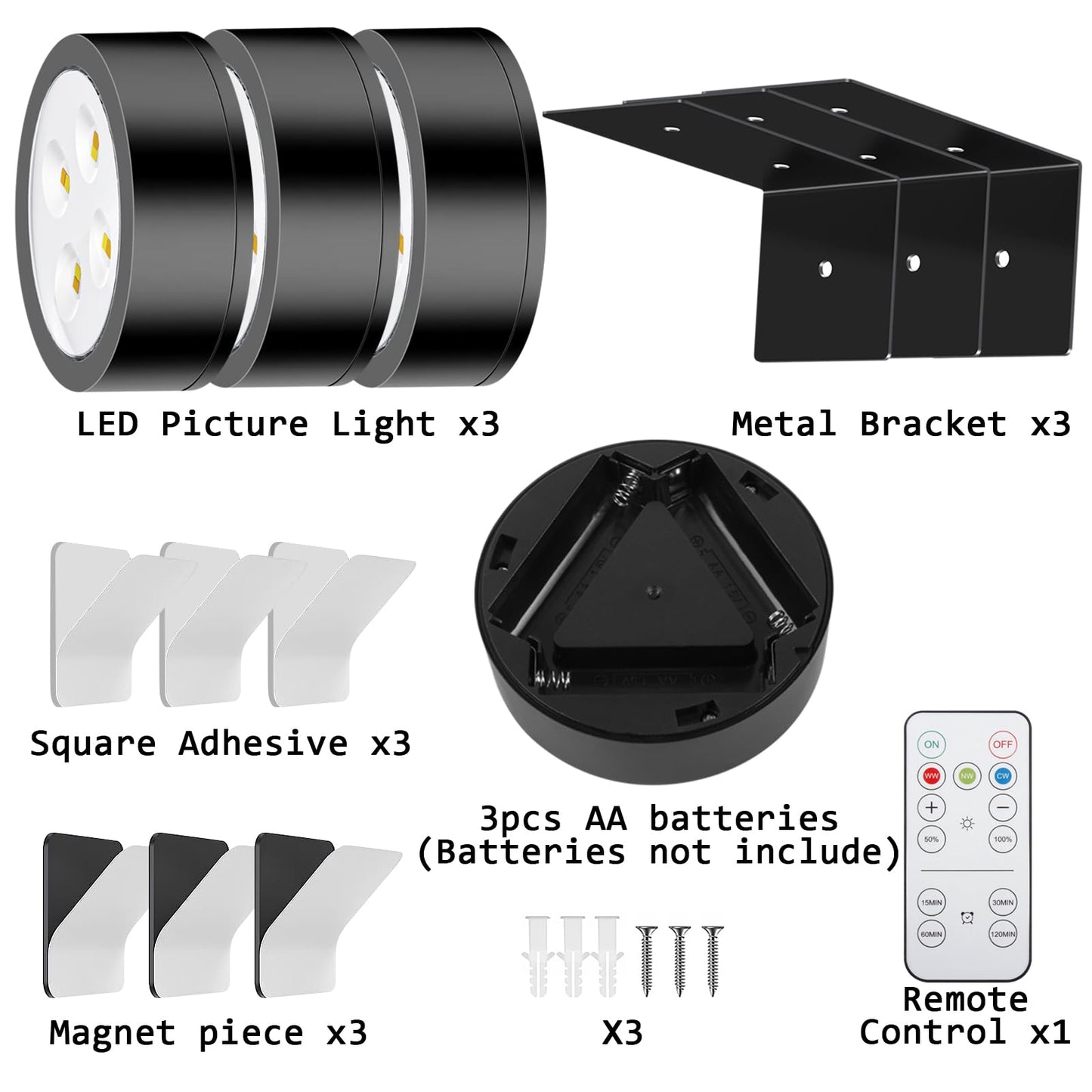 Libuam Wireless Battery Operated discomfort-reducingting Light With Remote Control 3 Lighting Modes Magnetic Led Art Display Light For Picture Frame  Dimmable And Timer  Wall Decor Display Light 3Pack White