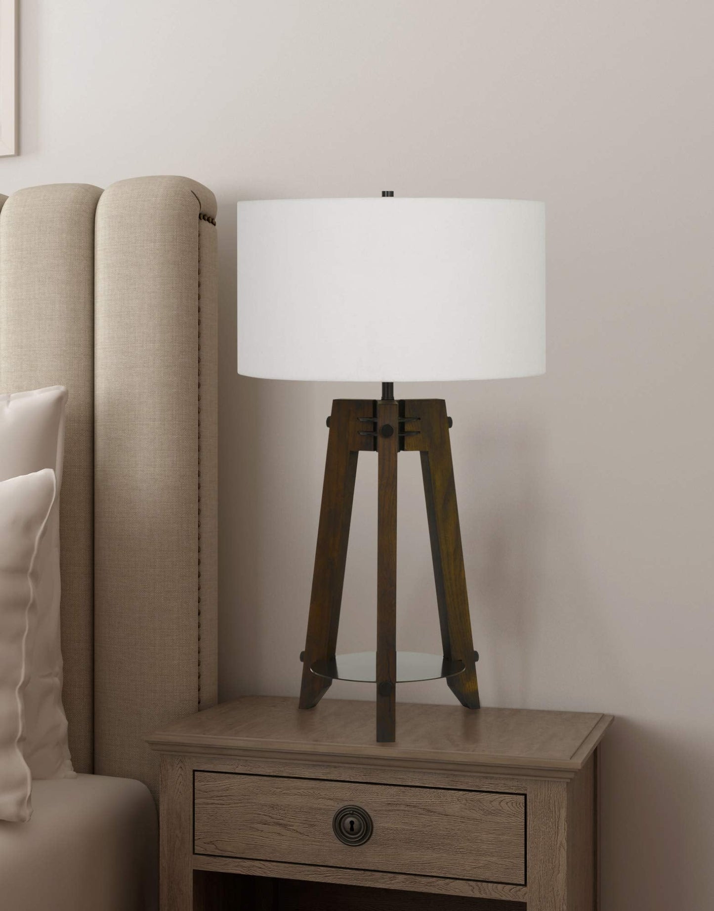 Cal Lighting Table Lamp Bilzen Collection 18in Bronze/Dark Ash Wood/Metal