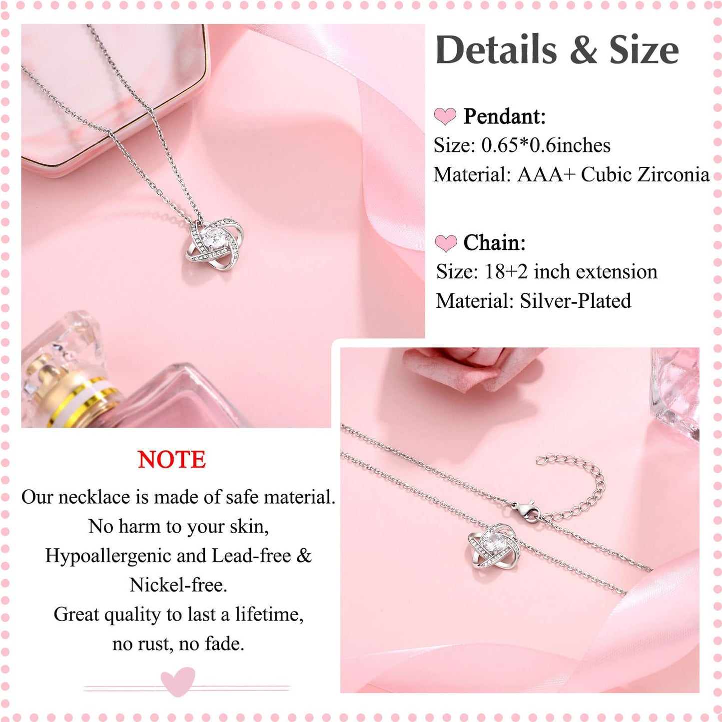UNGENT THEM Mothers Day Gifts for Sister in Law Christmas Wedding Birthday Ideas Jewelry Love Knot Necklace