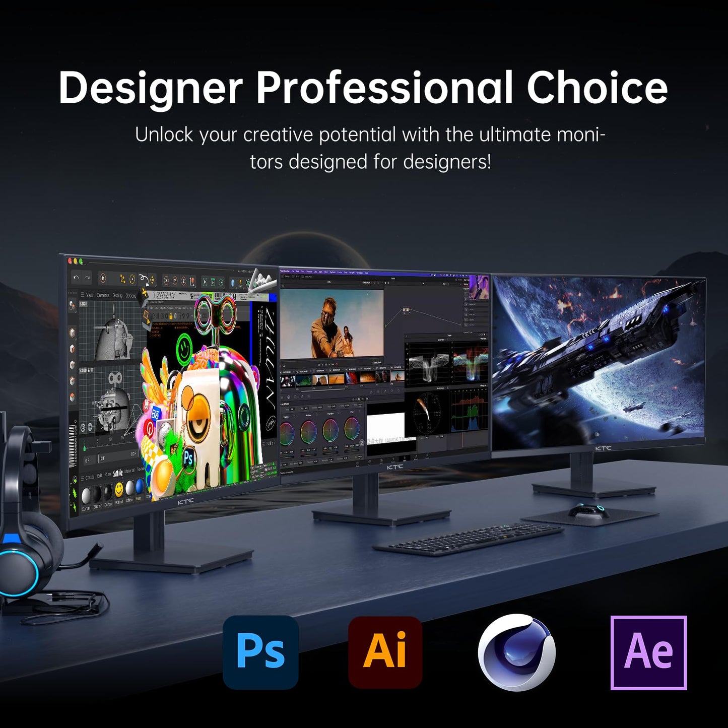 KTC 27 Inch 4K UHD(3840 * 2160) Computer Monitor - IPS Monitor, 60hz, HDR400, Anti-Blue Light Screen, DCI-P3 95% 125% sRGB, Support FreeSync and GSync, PC Monitor for Design, Work,Casual Gaming